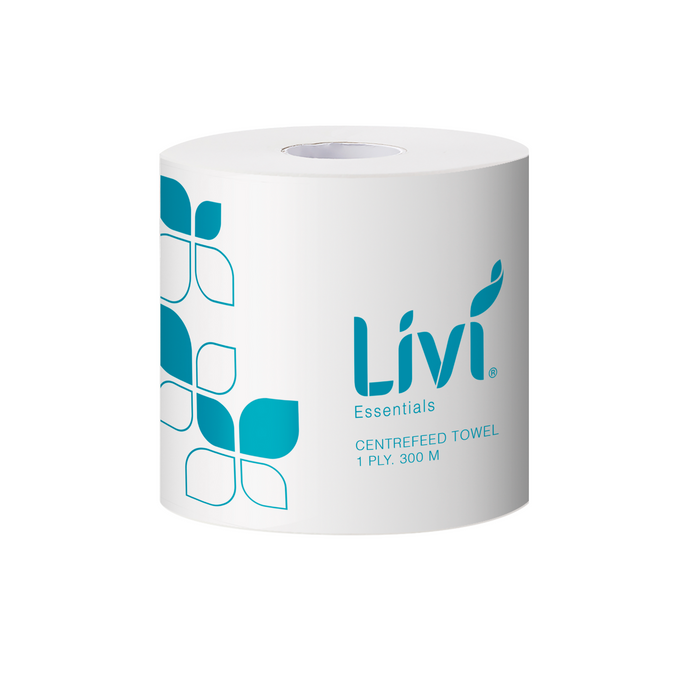 LIVI Essentials Centrefeed Hand Towel Rolls - 4 Rolls (1 Polybag)