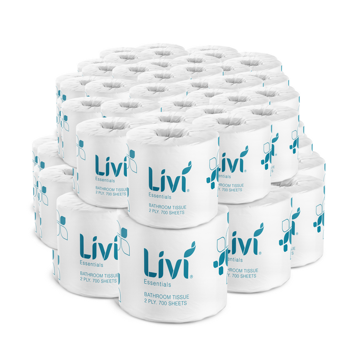 LIVI Essentials 2 PLY - 700 sheet Toilet Tissues - 48 Rolls (1 Carton)