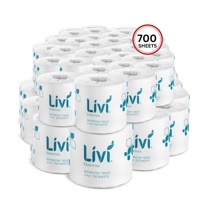 LIVI Essentials 2 PLY - 700 sheet Toilet Tissues - 48 Rolls (1 Carton)