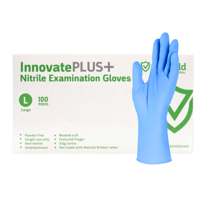 InnovatePlus Nitrile Gloves PowderFree Blue (All Sizes) - 100 Gloves (1 Box)