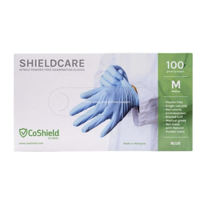 Shieldcare Nitrile Gloves Blue (M,L) - 100 Gloves (1 Box)