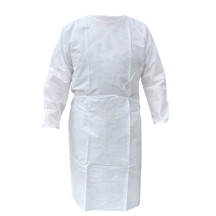 Disposable Isolation Gown - 25 GSM PP with Elastic Cuff - 1 Gown (White)