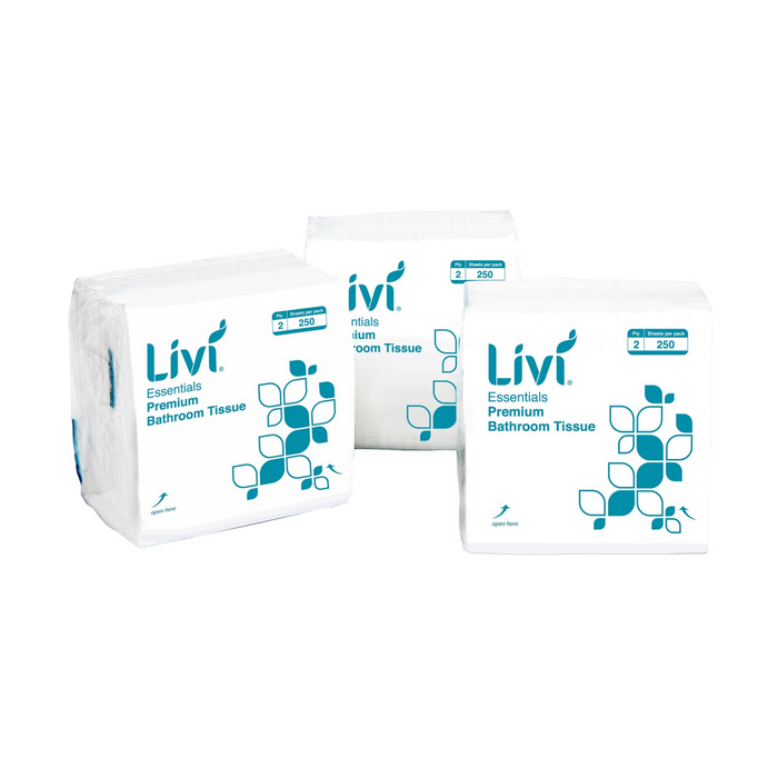 LIVI Essentials Interleaved 2 Ply Toilet Tissues 250 sheet / 36 units per carton