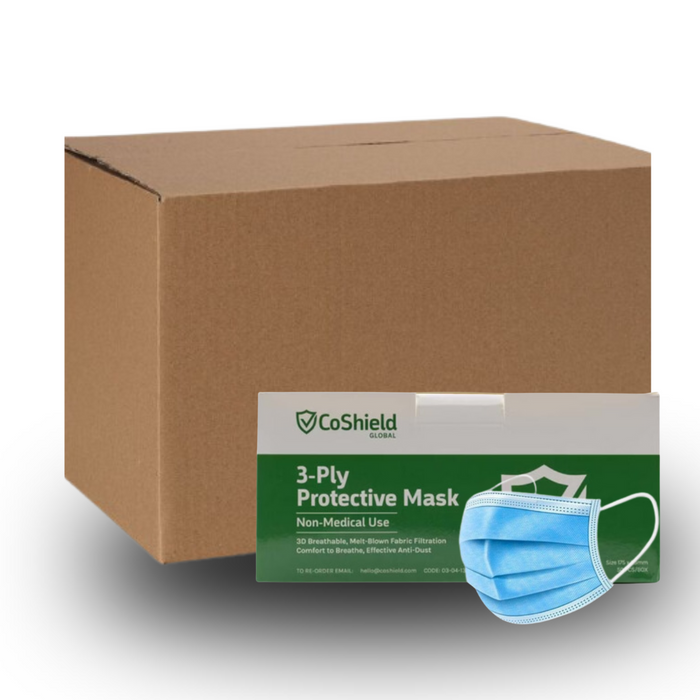 CoShield Disposable FaceMasks General Blue (1 Carton) - 40 boxes
