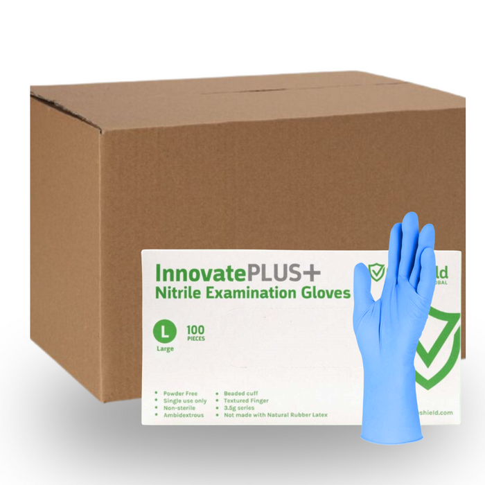 InnovatePlus Nitrile Gloves PowderFree Blue (All Sizes) - 1 Carton of 10 Boxes (1000 Gloves)