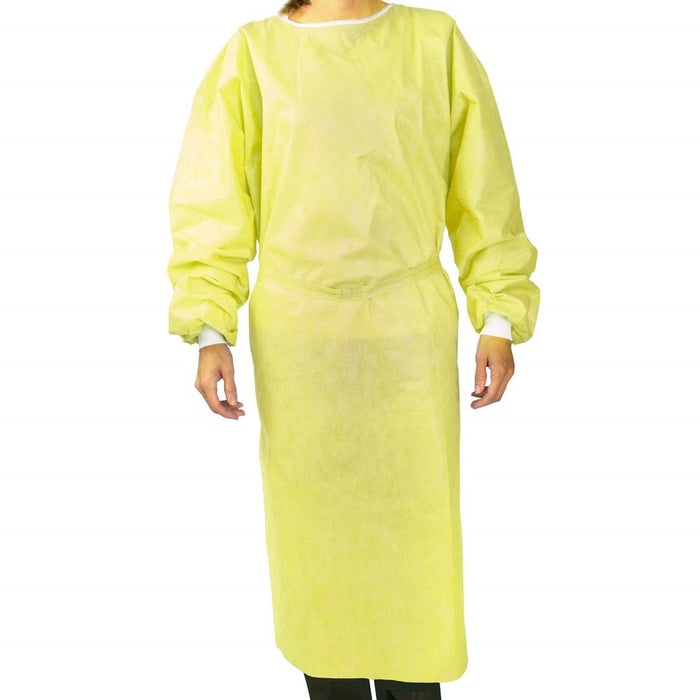 CS Isolation Gowns 30 GSM Knitted Cuff - Yellow or Blue (Uni & Over Size) - 1 Gown