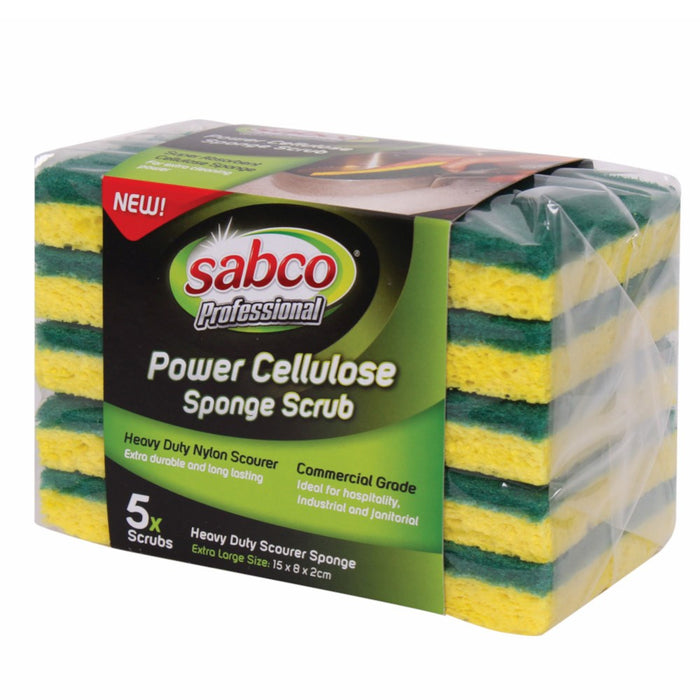 Sabco Professional Power Cellulose Scrub Sponges 5pk