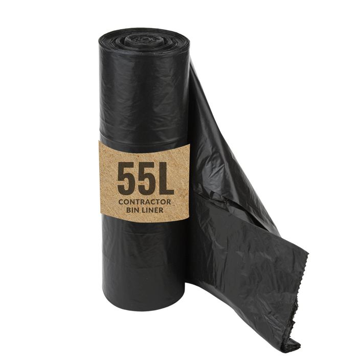 55L Contractor Garbage Bags Bin Liners |  BLACK | 1  PACK or 1 CARTON