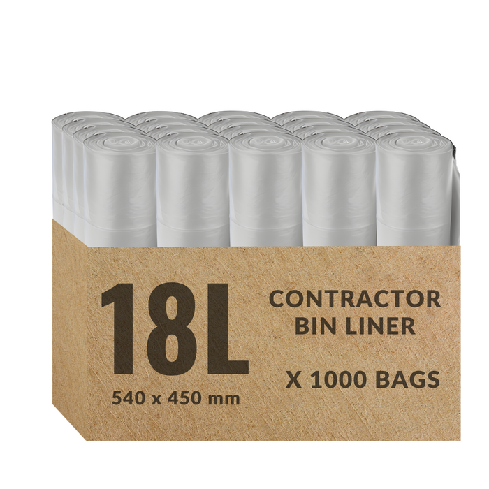 18L Contractor Garbage Bags Bin Liners |  WHITE | 1  PACK or 1 CARTON