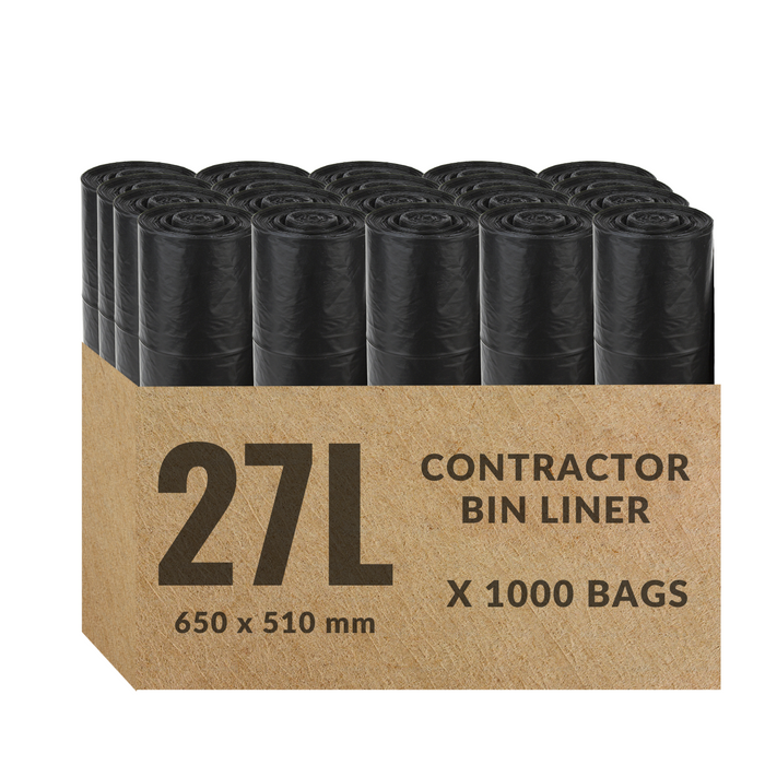 27L Contractor Garbage Bags Bin Liners |  BLACK | 1  PACK or 1 CARTON