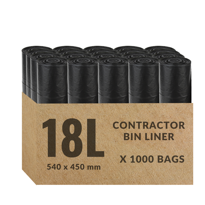 18L Contractor Garbage Bags Bin Liners |  BLACK | 1  PACK or 1 CARTON