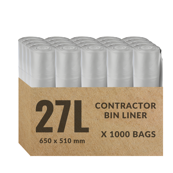 27L Contractor Garbage Bags Bin Liners |  WHITE | 1  PACK or 1 CARTON