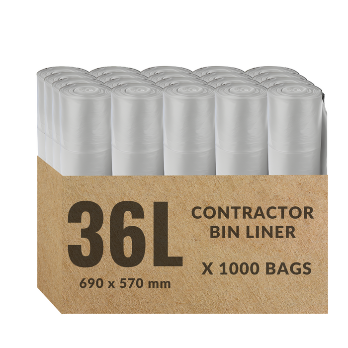 36L Contractor Garbage Bags Bin Liners |  WHITE | 1  PACK or 1 CARTON