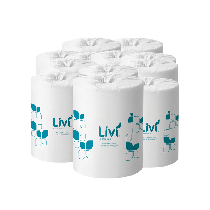 Livi Kitchen Roll Towel 240 sheets - 12 Rolls (1 Carton)