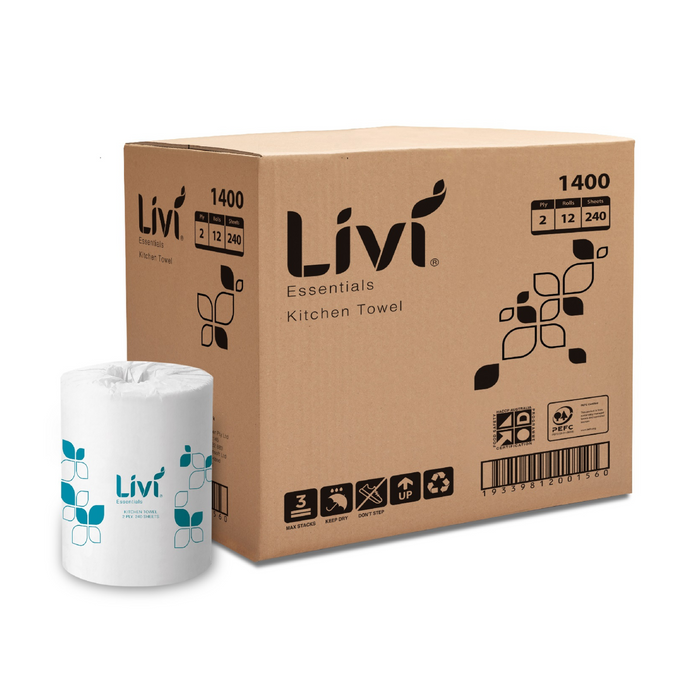 Livi Kitchen Roll Towel 240 sheets - 12 Rolls (1 Carton)