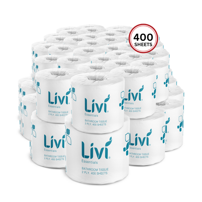 LIVI Essentials 2 PLY - 400 sheet Toilet Tissues - 48 Rolls (1 Carton)