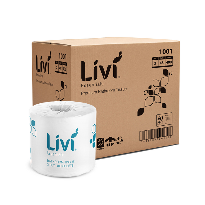 LIVI Essentials 2 PLY - 400 sheet Toilet Tissues - 48 Rolls (1 Carton)