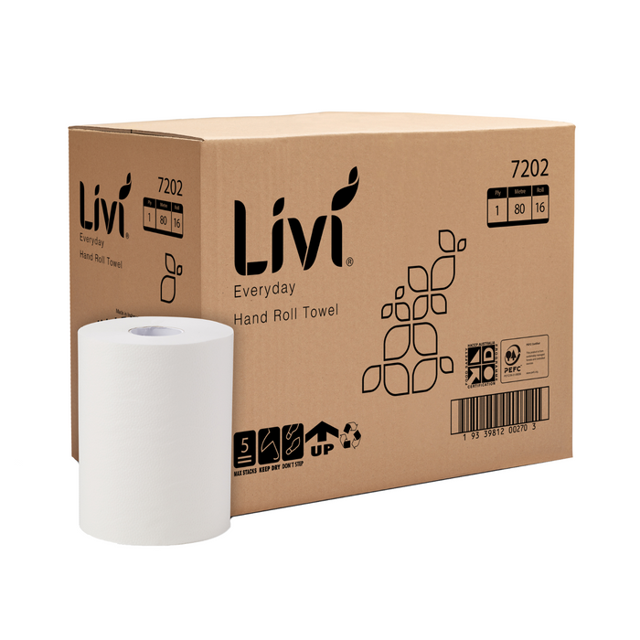 Livi Everyday Hand Towel Roll 80 metre x 16 rolls