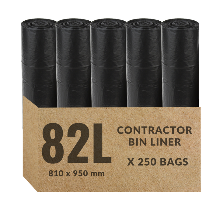 82L Contractor Garbage Bags Bin Liners |  BLACK | 1  PACK or 1 CARTON