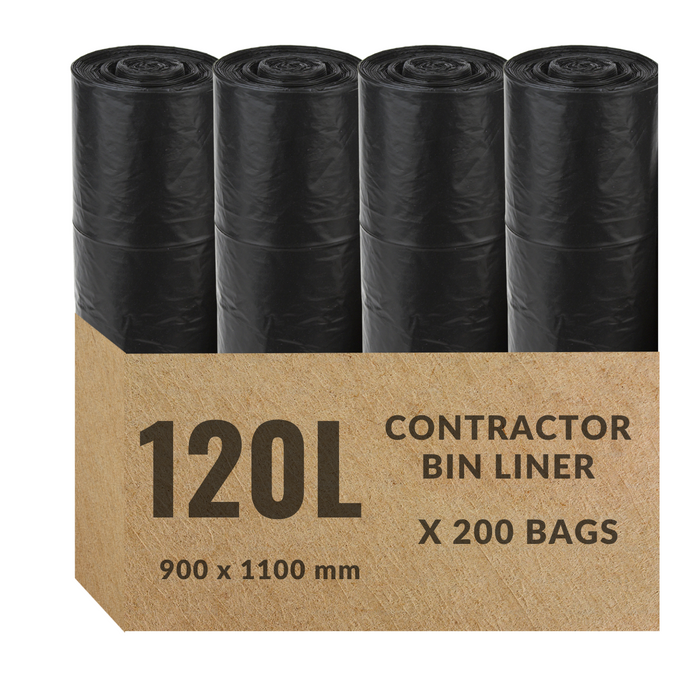 120L Contractor Garbage Bags Bin Liners |  BLACK | 1  PACK or 1 CARTON