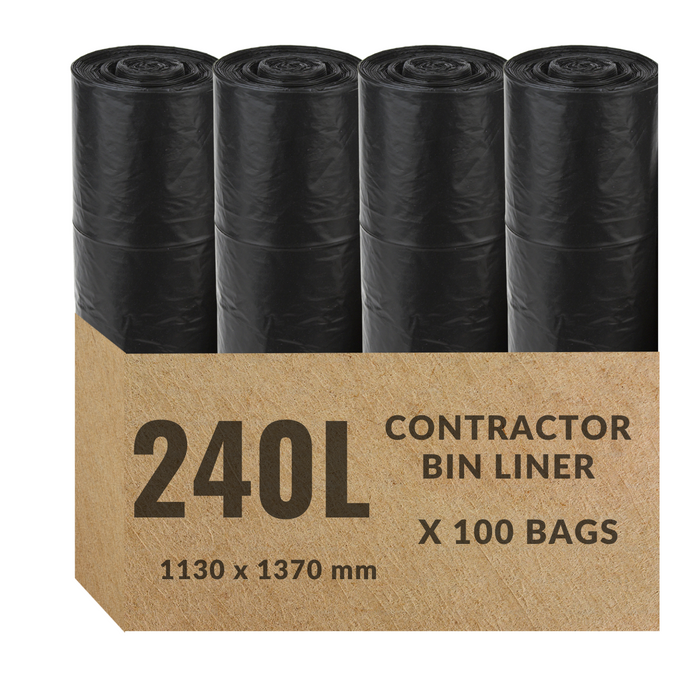 240L Contractor Garbage Bags Bin Liners |  BLACK | 1  PACK or 1 CARTON