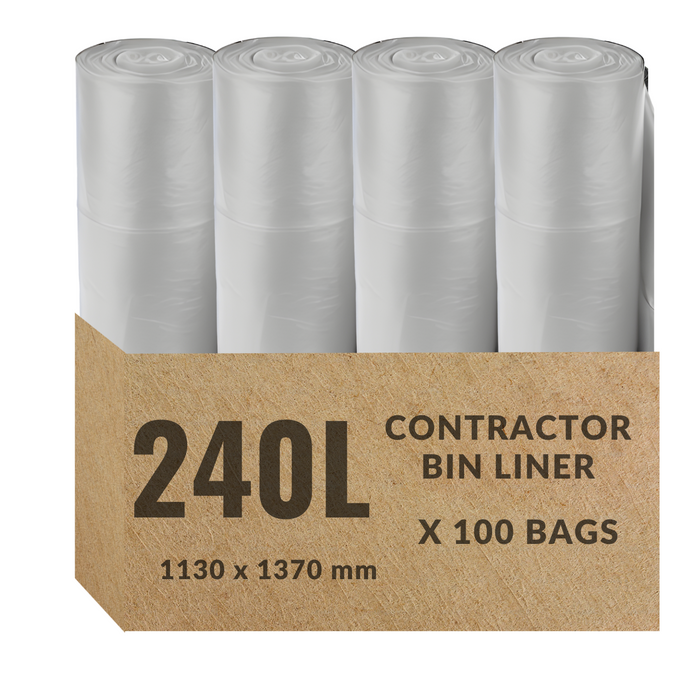 240L Contractor Garbage Bags Bin Liners |  WHITE | 1  PACK or 1 CARTON