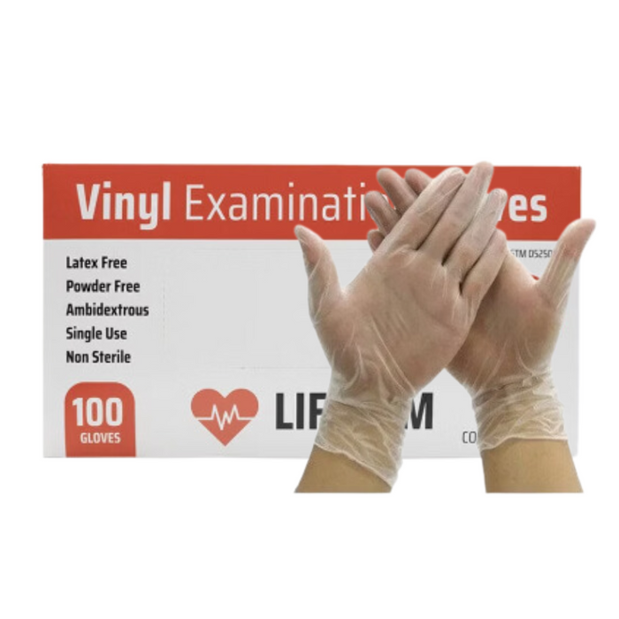 Lifecom Vinyl CLEAR Gloves - 100 Gloves (1 Box)