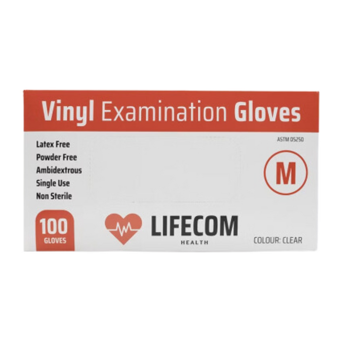 Lifecom Vinyl CLEAR Gloves - 100 Gloves (1 Box)