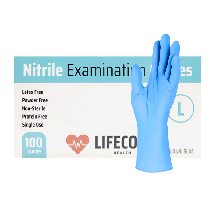 Lifecom BLUE Nitrile Gloves - 100 Gloves (1 Box)