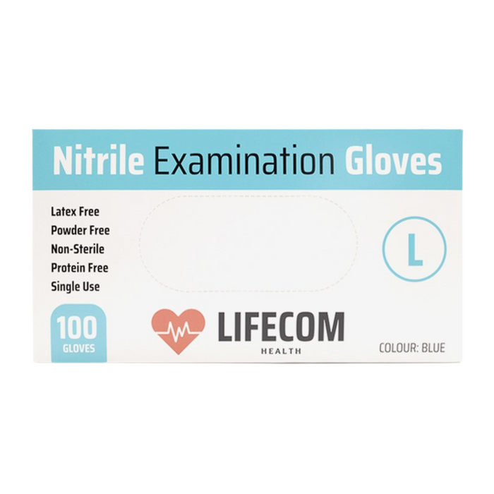 Lifecom BLUE Nitrile Gloves - 100 Gloves (1 Box)