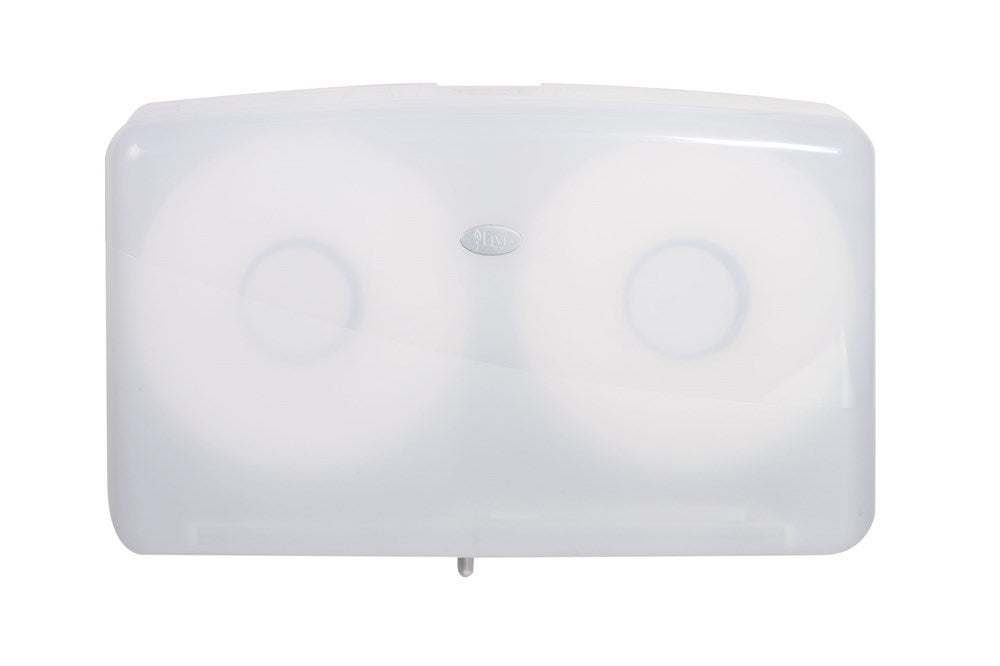 Livi Double Jumbo Toilet Roll Dispenser - Pearl White