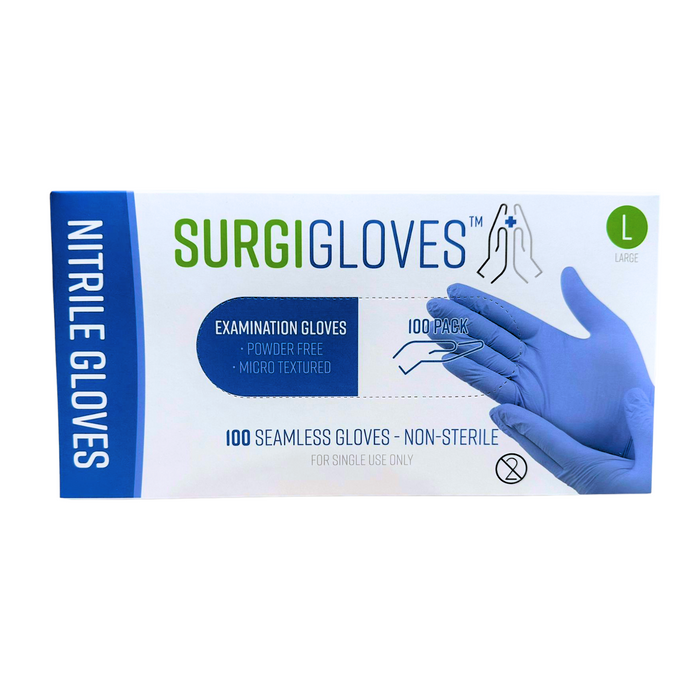 Surgigloves NITRILE Blue Powderfree Gloves - Box of 100 Gloves