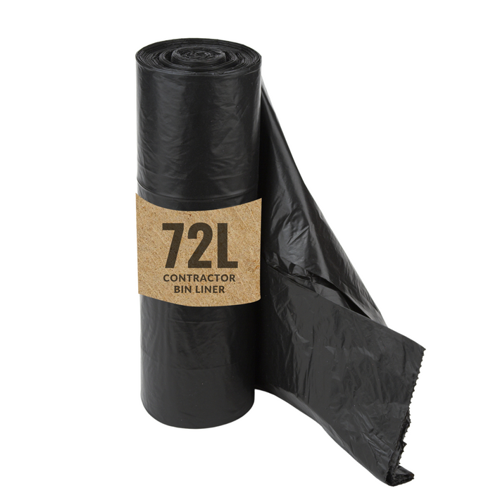 72L Contractor Garbage Bags Bin Liners |  BLACK | 1  PACK or 1 CARTON