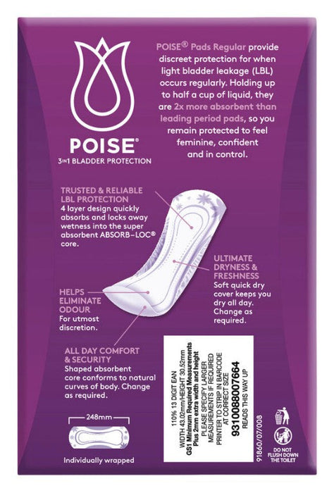 Poise Regular Pads - 16 Pack