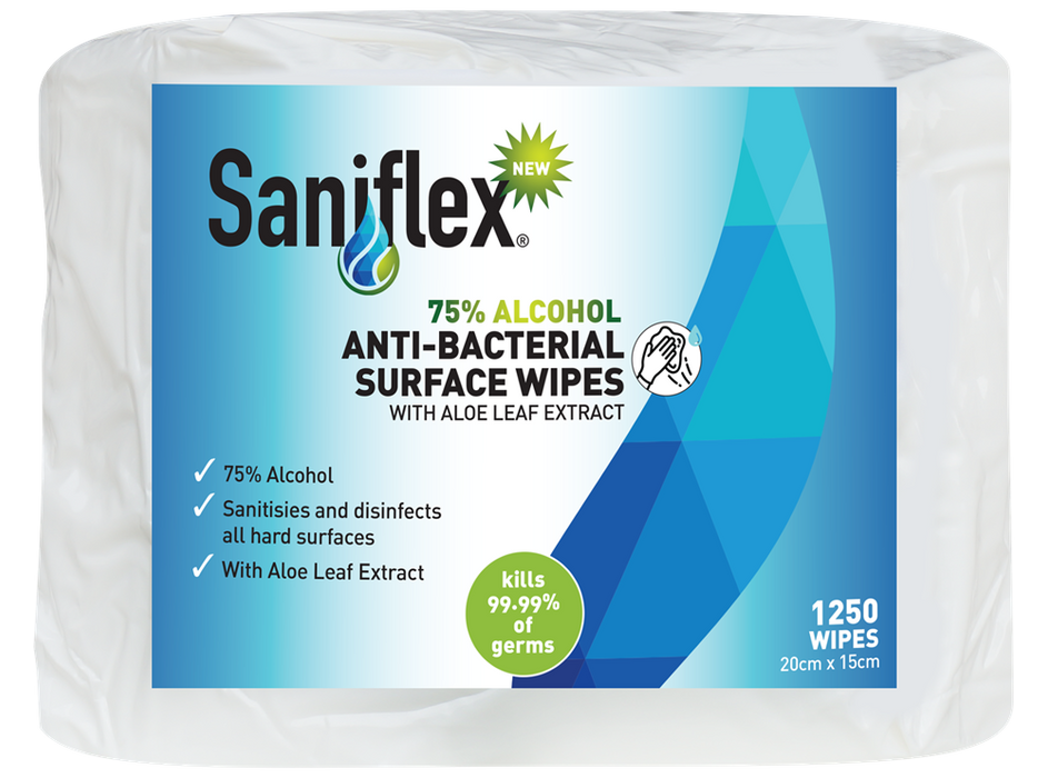 Saniflex Anti-Bacterial Wipes 1250 – 75% Alcohol