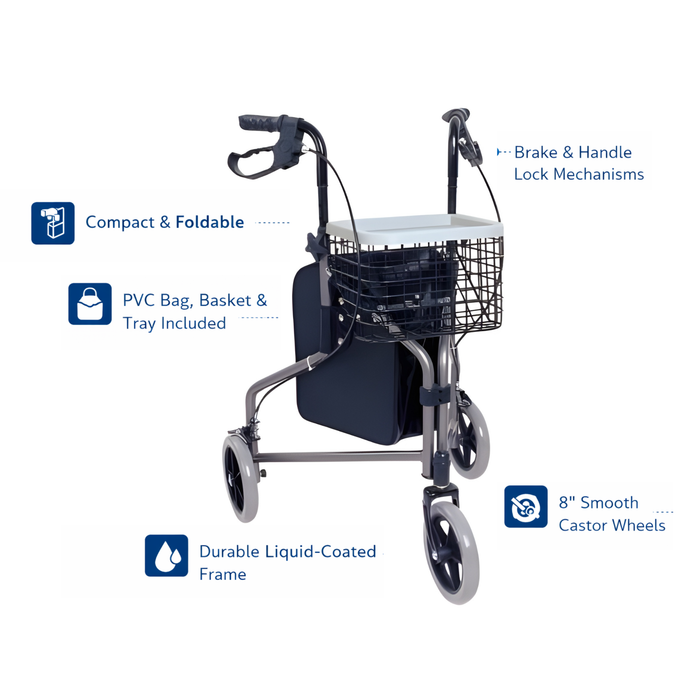 Stylish Rollator Walker - TKWK 104 - Titanium