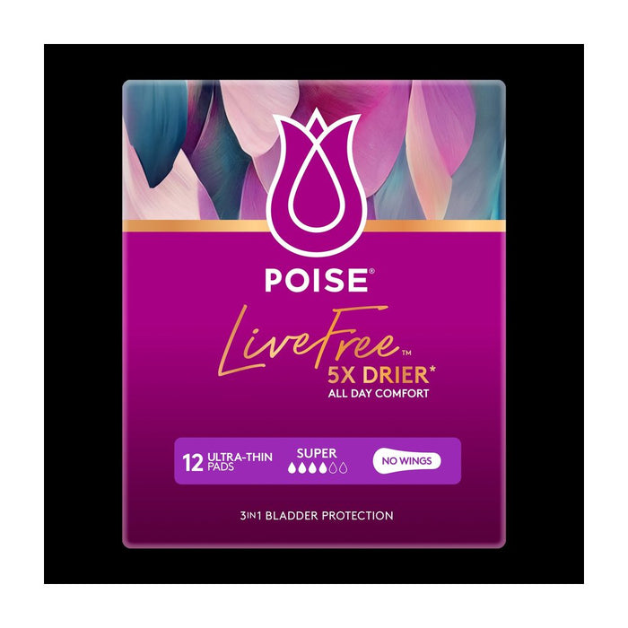 Poise LiveFree Super Pads – 12 Pack