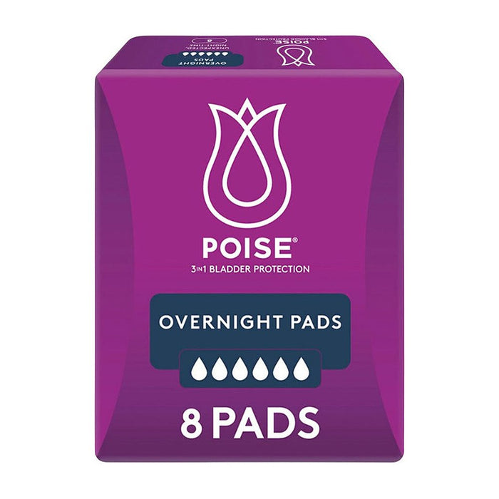 Poise Overnight Pads – 8 Pack