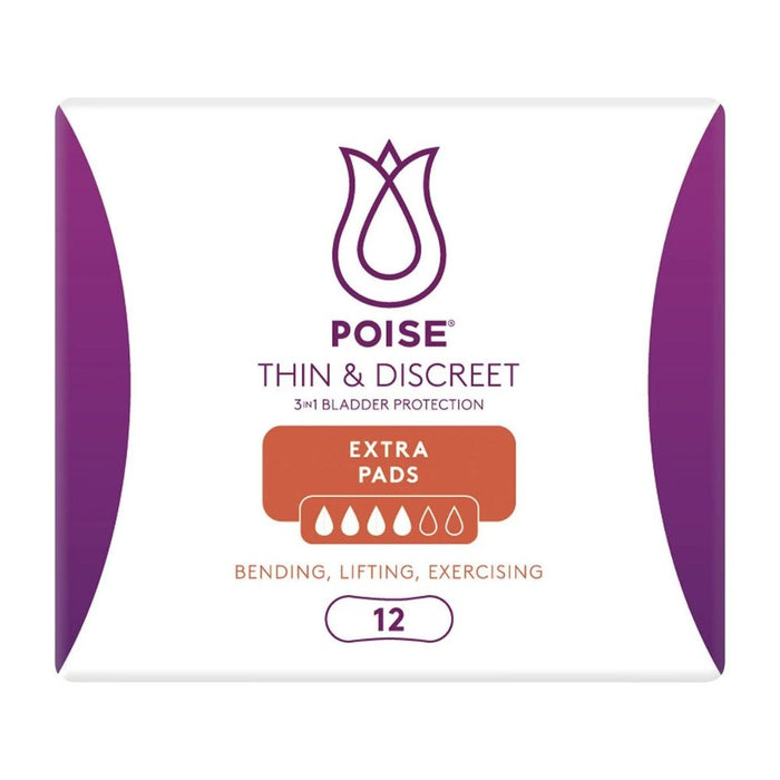 Poise Thin & Discreet Extra Pads – 12 Pack