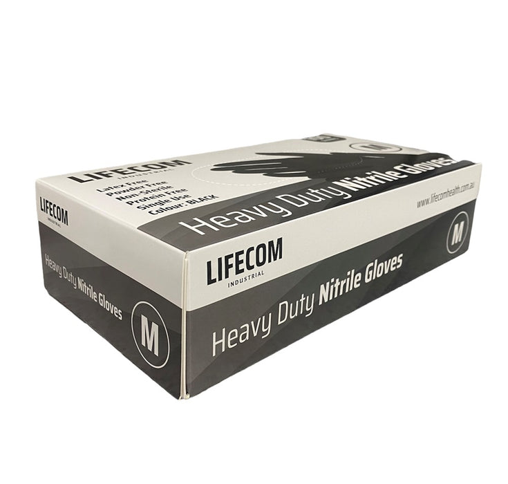 Lifecom BLACK Nitrile Gloves - Box of 100 Gloves