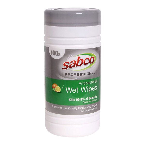 Sabco Anti-Bacterial Wet Wipes tub ~ 100 pack