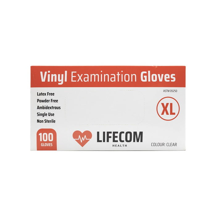 Lifecom Vinyl CLEAR Gloves - 100 Gloves (1 Box)