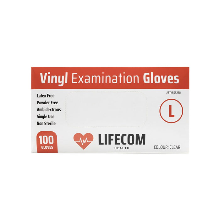 Lifecom Vinyl CLEAR Gloves - 100 Gloves (1 Box)