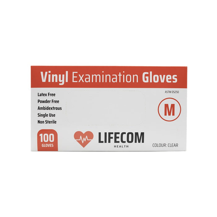 Lifecom Vinyl CLEAR Gloves - 100 Gloves (1 Box)